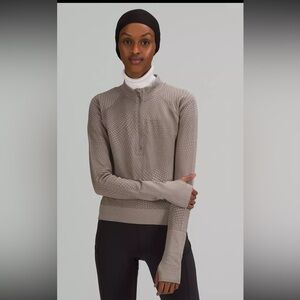 Lululemon Rest Less Cropped Half Zip Top Size 12 Grid Warp Rover Raw Linen